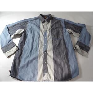 Mecca Since Day One Shirt Mens XL Western Stripes Blue Collar Button Down